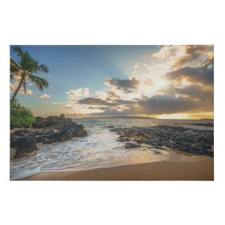 Makena Beach Cove Sunset Faux Canvas Print