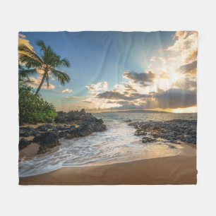 Makena Beach Cove Sunset Fleece Blanket