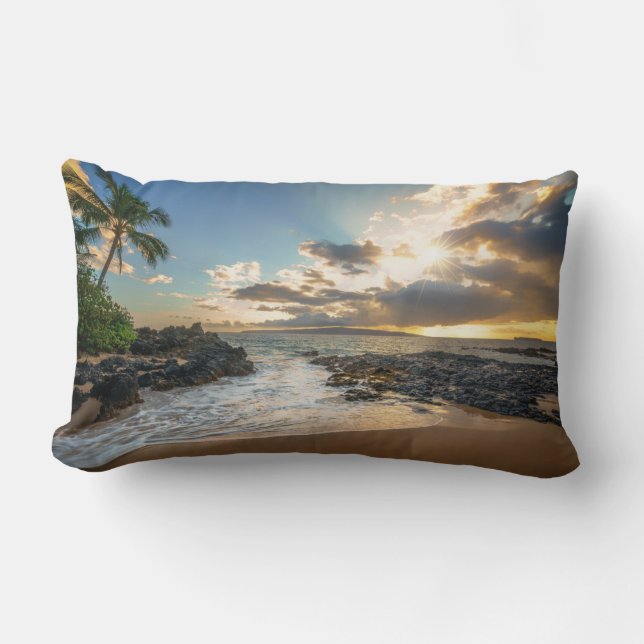 Makena Beach Cove Sunset Lumbar Pillow (Front)