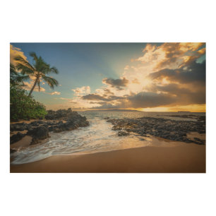 Makena Beach Cove Sunset Wood Wall Art