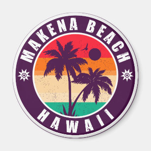 Makena Beach Hawaii Retro Palm Trees 60s Souvenirs Magnet