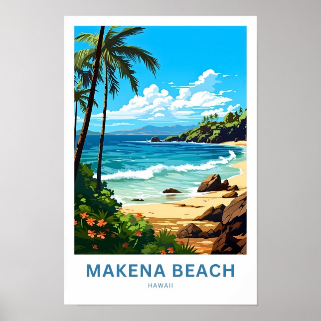 Makena Beach Hawaii Travel Print (Front)