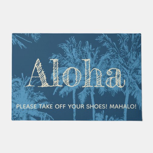 Makena Beach Hawaiian Sketchy Palms Aloha Doormat