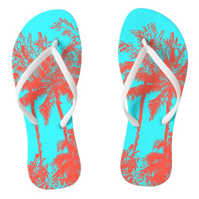Makena Beach Hawaiian Sketchy Palms Flip Flops (Footbed)