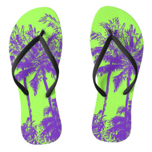 Makena Beach Hawaiian Sketchy Palms Flip Flops