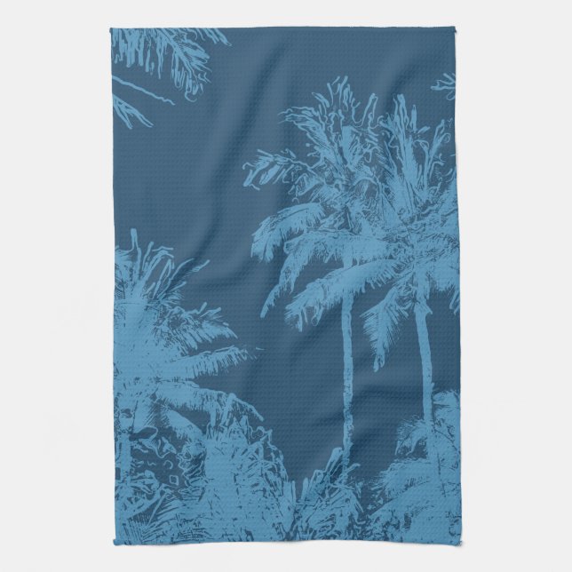 Makena Beach Hawaiian Sketchy Palms Kitchen Towel (Vertical)