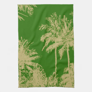 Makena Beach Hawaiian Sketchy Palms Kitchen Towel