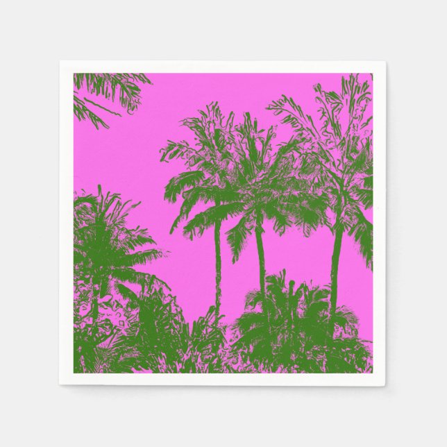 Makena Beach Hawaiian Sketchy Palms Paper Napkins (Front)