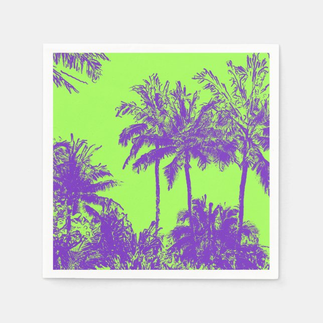 Makena Beach Hawaiian Sketchy Palms Paper Napkins (Front)