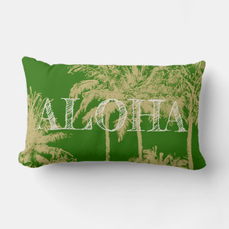 Makena Beach Hawaiian Sketchy Palms Reversible Lumbar Pillow