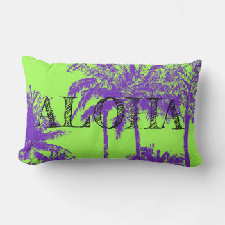 Makena Beach Hawaiian Sketchy Palms Reversible Lumbar Pillow