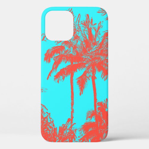 Makena Beach Hawaiian Sketchy Palms Turquoise iPhone 12 Pro Case