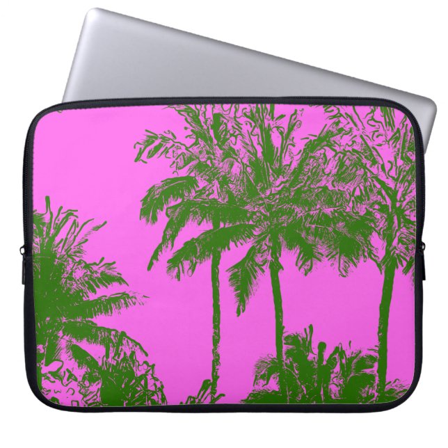 Makena Beach Hawaiian Sketchy Palms Wetsuit Laptop Sleeve (Front)
