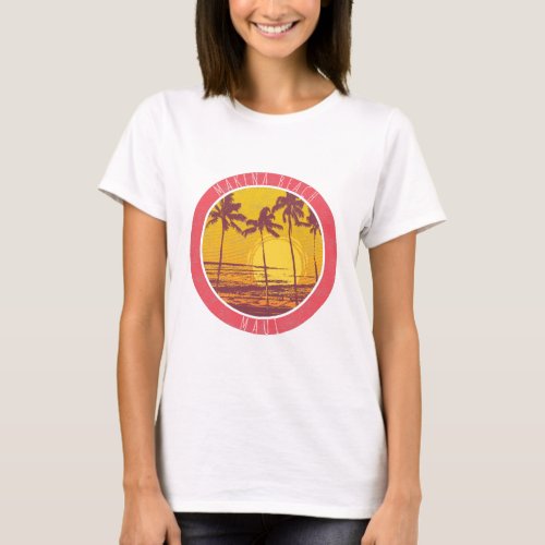 Makena Beach Maui Vintage Beach Sunrise Surf T_Shirt