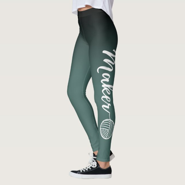 Maker Black & Dark Teal Ombre Yarn & Crafts Leggings (Left)