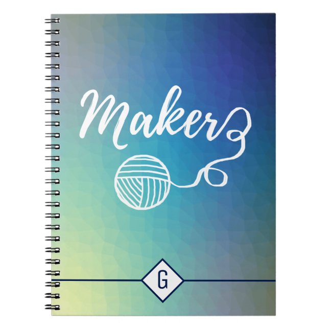 Maker Crafts Monogram Blue Gradient Geometric Notebook (Front)