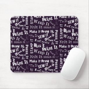 Maker Crafts Typography Print Dark Mouse Pad
