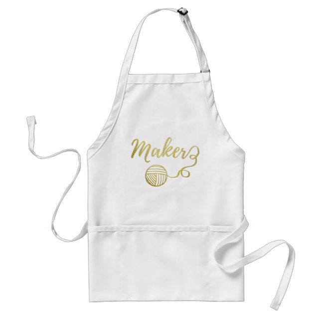 Maker Crafts Typography Print Faux Gold Adult Apron (Front)