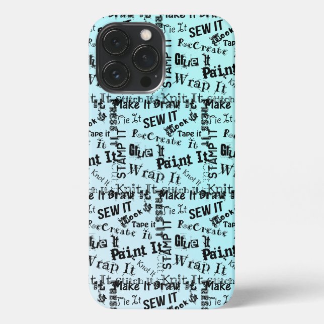 Maker Crafts Typography Print Gradient Blues iPhone Case (Back)