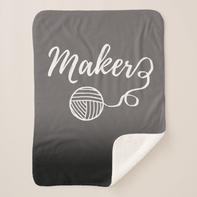 Maker Crafts Typography Print Sherpa Blanket (Front)