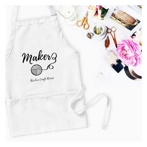 Maker Crafts Typography Print  Text Adult Apron