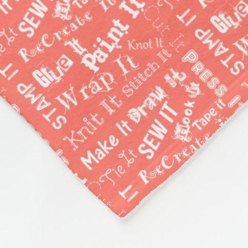 Maker Crafts Typography Print White  Living Coral Fleece Blanket