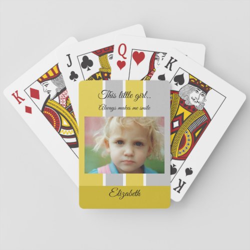 Makes me smile yellow grey stripes photo playing cards