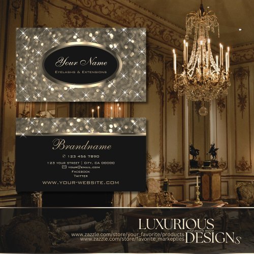 Makeup and Eyelash Artist Luminous Gold Glitters  Business Card