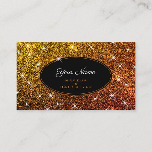 Makeup and Hair Artist Elegant Gold Glitter Style Business Card