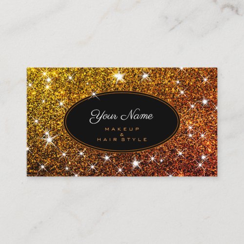 Makeup and Hair Artist Elegant Gold Glitter Style Business Card
