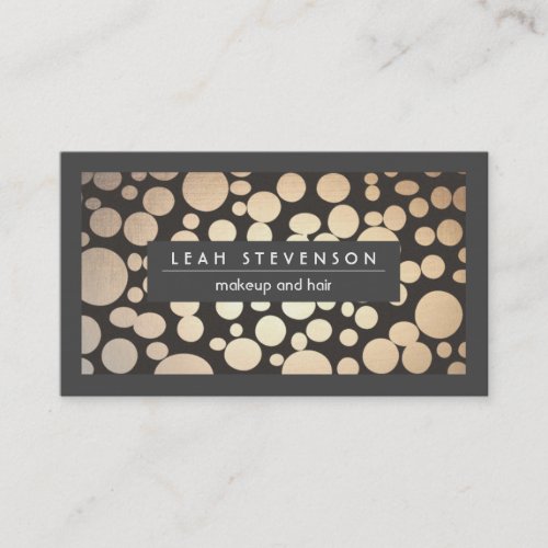 Makeup and Hair Faux Gold Foil  Modern Charcoal Business Card Template