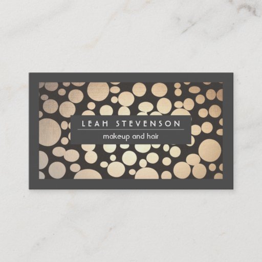 Customizable Makeup and Hair Faux Gold Foil  Modern Charcoal Business Card Template
