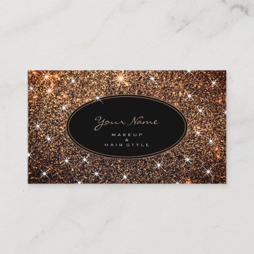 Makeup and Hair Luminous Rose Gold Glitter Elegant Business Card