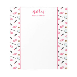 Makeup And Lips As Borders With Personalized Name Notepad