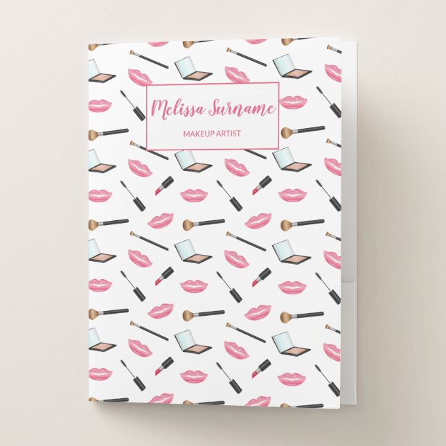 Makeup And Lips Makeup Artist Personalizable Name Pocket Folder (Front)