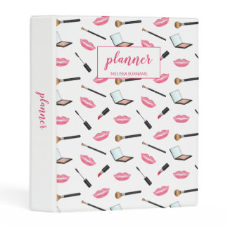 Makeup And Pink Lips With Custom Title And Name Mini Binder