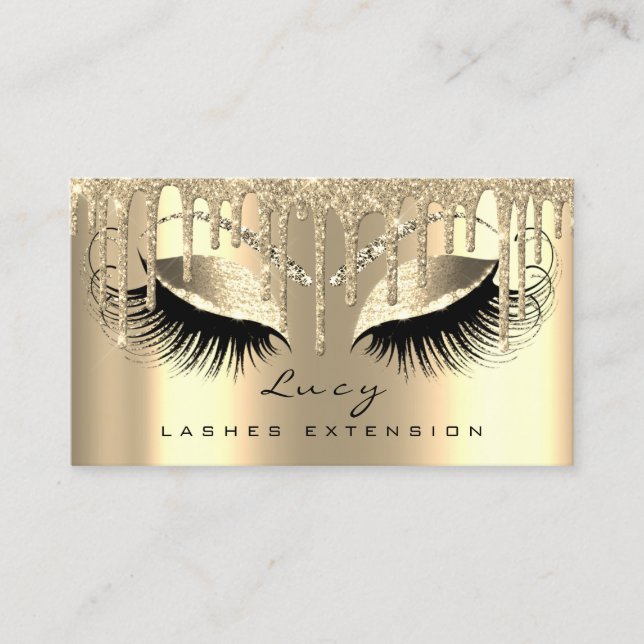 Makeup Appointment Card Lashes Glitter Drips VIP (Front)