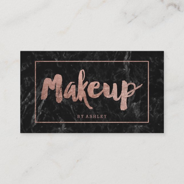 Makeup appointment rose gold black marble card (Front)