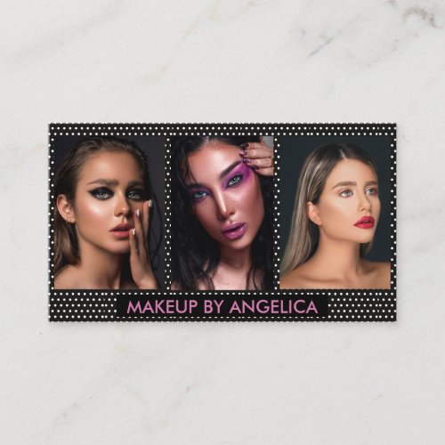 Makeup Artist 3 Photo Gold Business Card