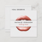 Makeup artist 3d chic pink lips modern gray beauty square business card (Front/Back)