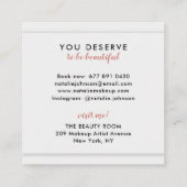 Makeup artist 3d chic pink lips modern gray beauty square business card (Back)