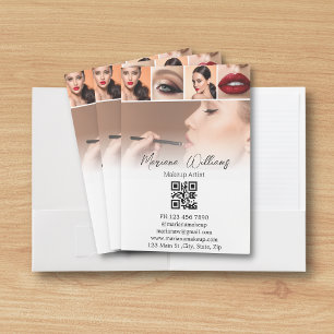 makeup artist 5 photos collage qr code business  pocket folder