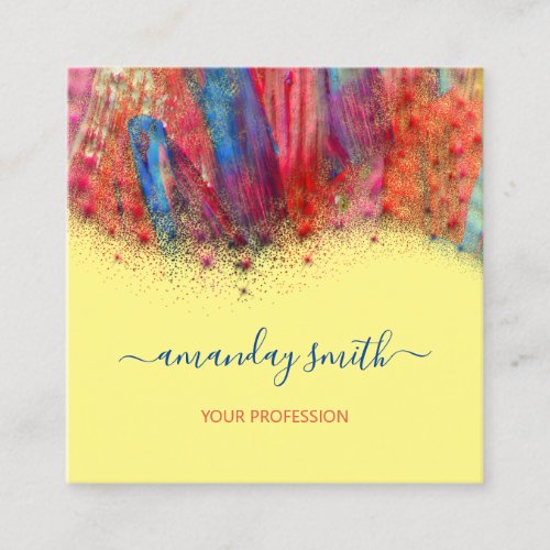 Makeup Artist Abstract Strokes Colorful Square Business Card