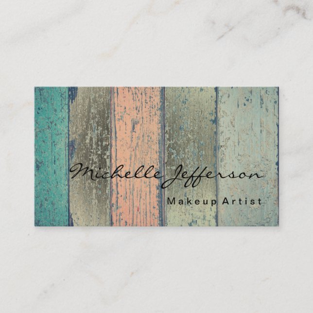 Makeup Artist Abstract Wood Professional Trendy Business Card (Front)