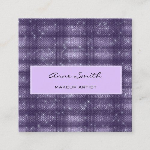 Makeup Artist Amethyst Glitter Diamond Sparkle Square Business Card