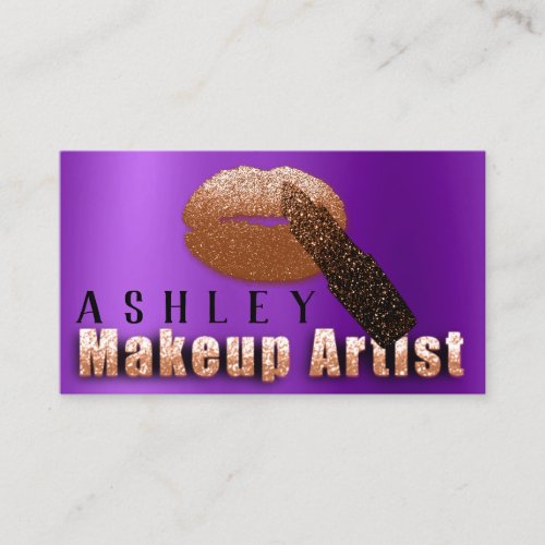 Makeup Artist Appointment Card Copper Rose Purple