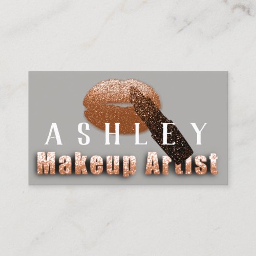 Makeup Artist Appointment Card Gray Kiss Copper