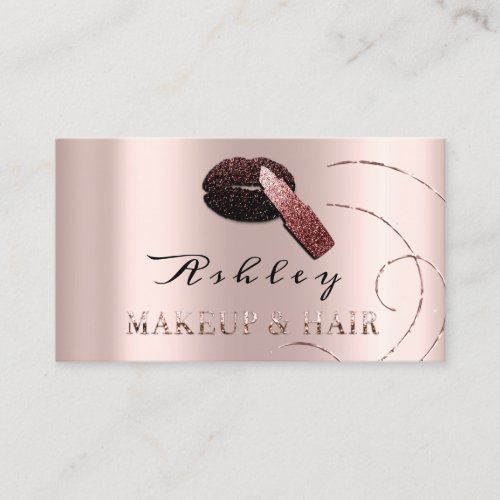 Makeup Artist Appointment Card Rose Kiss Lips Hair