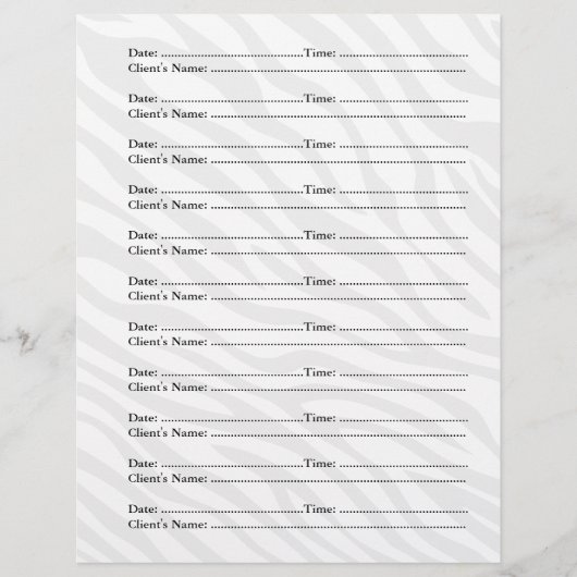 Makeup Artist Appointment Sheets (Front)