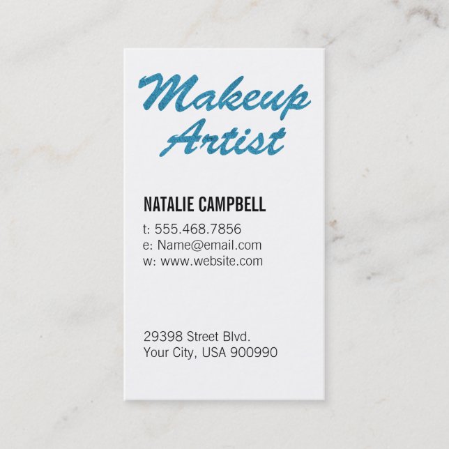 Makeup Artist / Aqua Blue Business Card (Front)